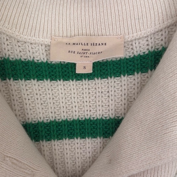 NOT FOR SALE Sezane Kyam Jumper size M green and ecru stripe💚 - Picture 6 of 6